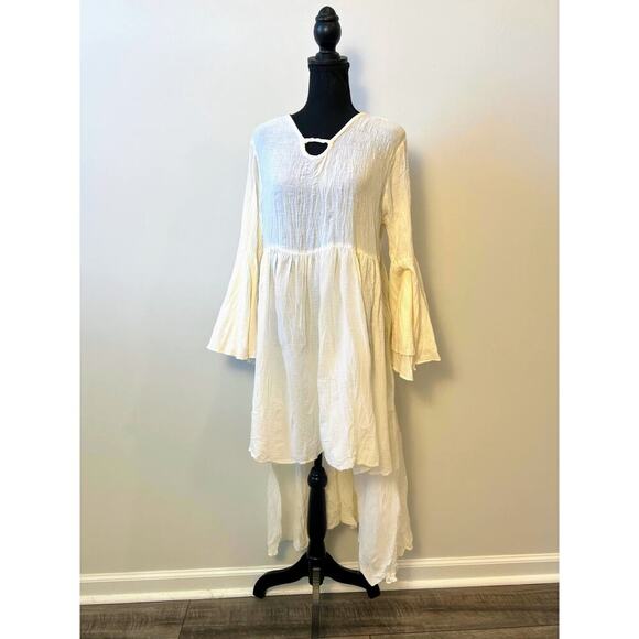 Jaded Gypsy WC Flowy Hi-Low Dress in White Size S/M Pullover Long Sleeve Relaxed - Picture 2 of 6